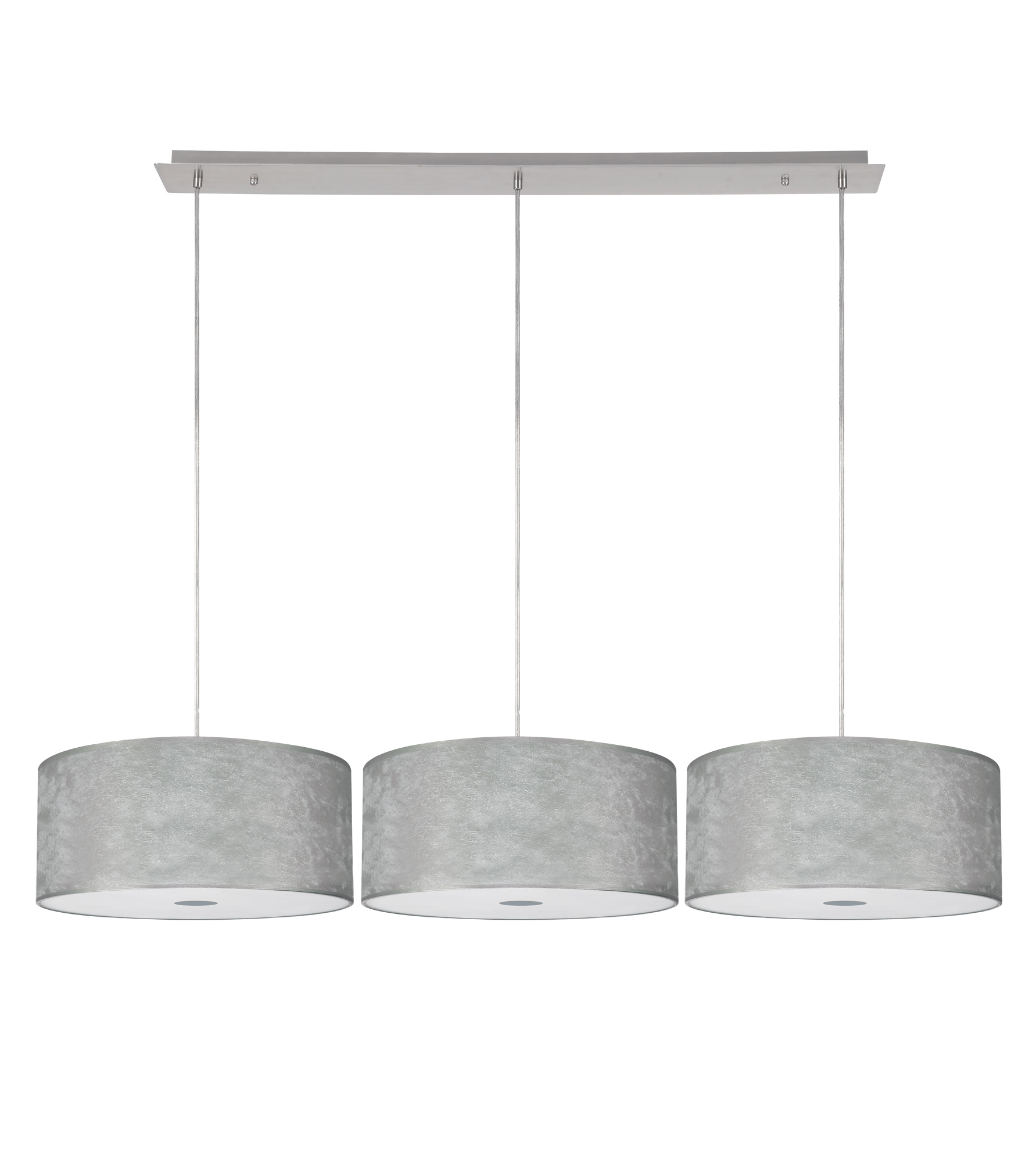 Baymont 40cm Shade 2m 3 Light Pendant Polished Chrome, Silver Leaf, Frosted Diffuser DK0804  Deco Baymont CH SL